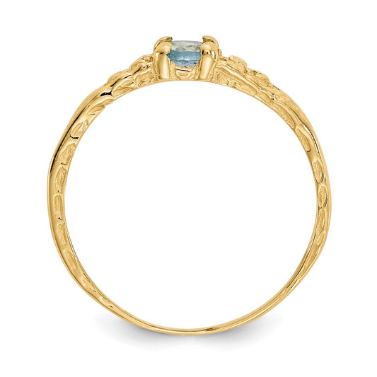14k Madi K 3mm Aquamarine Birthstone Size 3 Baby / Childrens Ring