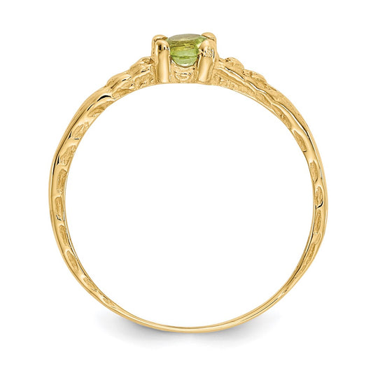 14k Madi K 3mm Peridot Birthstone Size 3 Baby / Childrens Ring