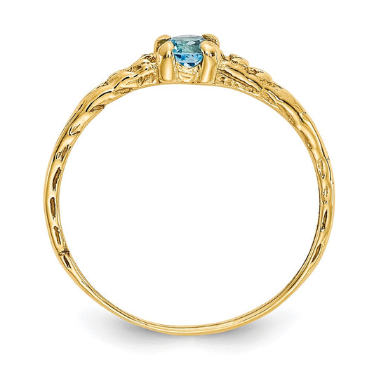 14k Madi K 3mm Blue Topaz Birthstone Size 3 Baby / Childrens Ring