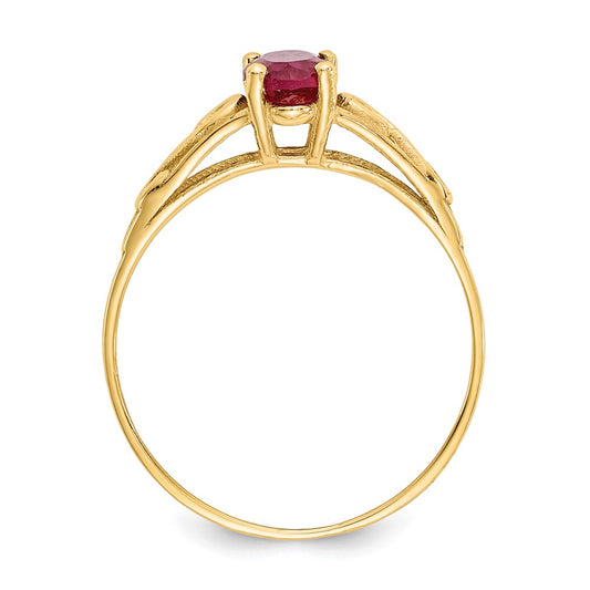 14k Madi K 6x4mm Oval Synthetic Ruby Birthstone Size 5 Ring