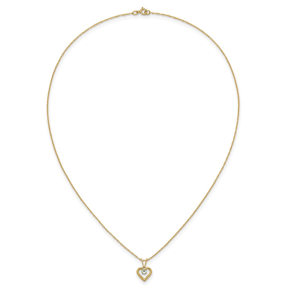 14k Madi K 3mm Aquamarine Heart Birthstone 15 inch Necklace