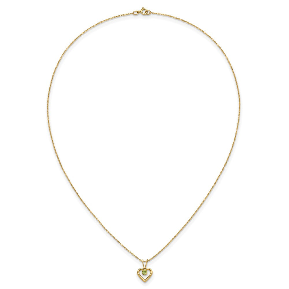14k Madi K 3mm Peridot Heart Birthstone 15 inch Necklace