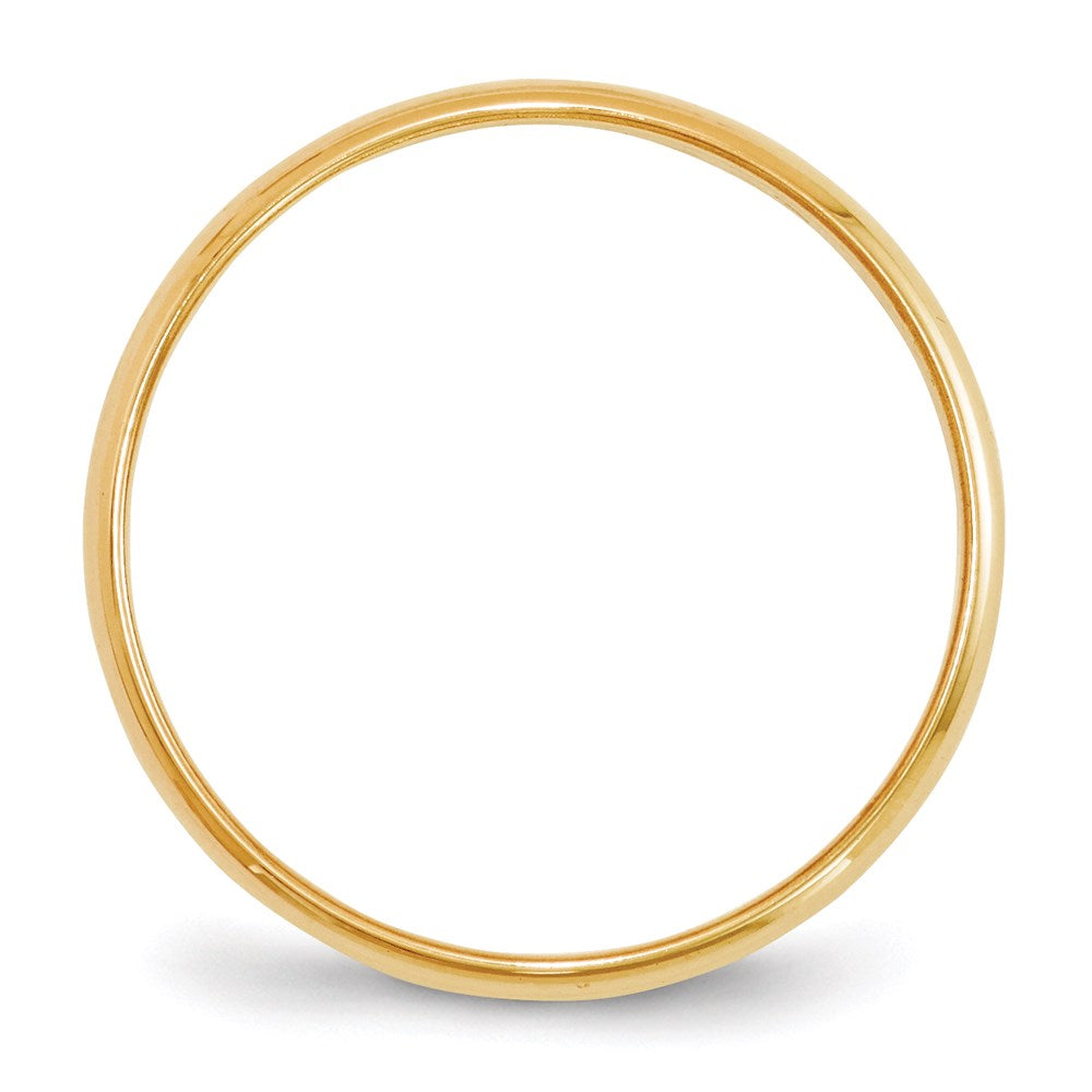 14k Yellow Gold 2mm Lightweight Half Round Wedding Band Size 7.5