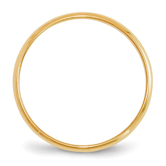 14k Yellow Gold 2mm Lightweight Half Round Wedding Band Size 7.5