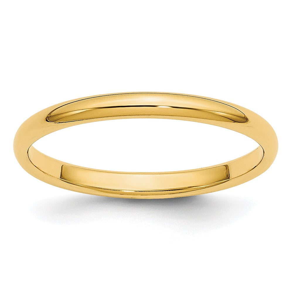 14k Yellow Gold 2mm Lightweight Half Round Wedding Band Size 7.5