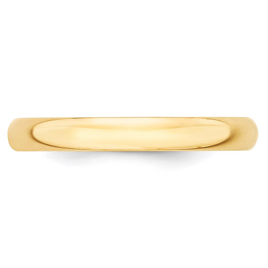 14k Yellow Gold 3mm Lightweight Half Round Wedding Band Size 12.5
