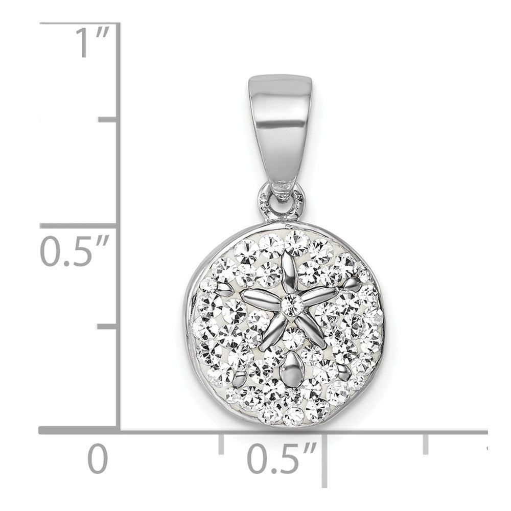 Sterling Silver Rhodium-Plated Polished Crystal Sand Dollar Pendant
