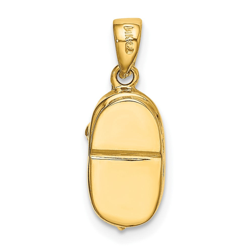 14k 3-D July/Red Synthetic Stone Engravable Baby Shoe Charm