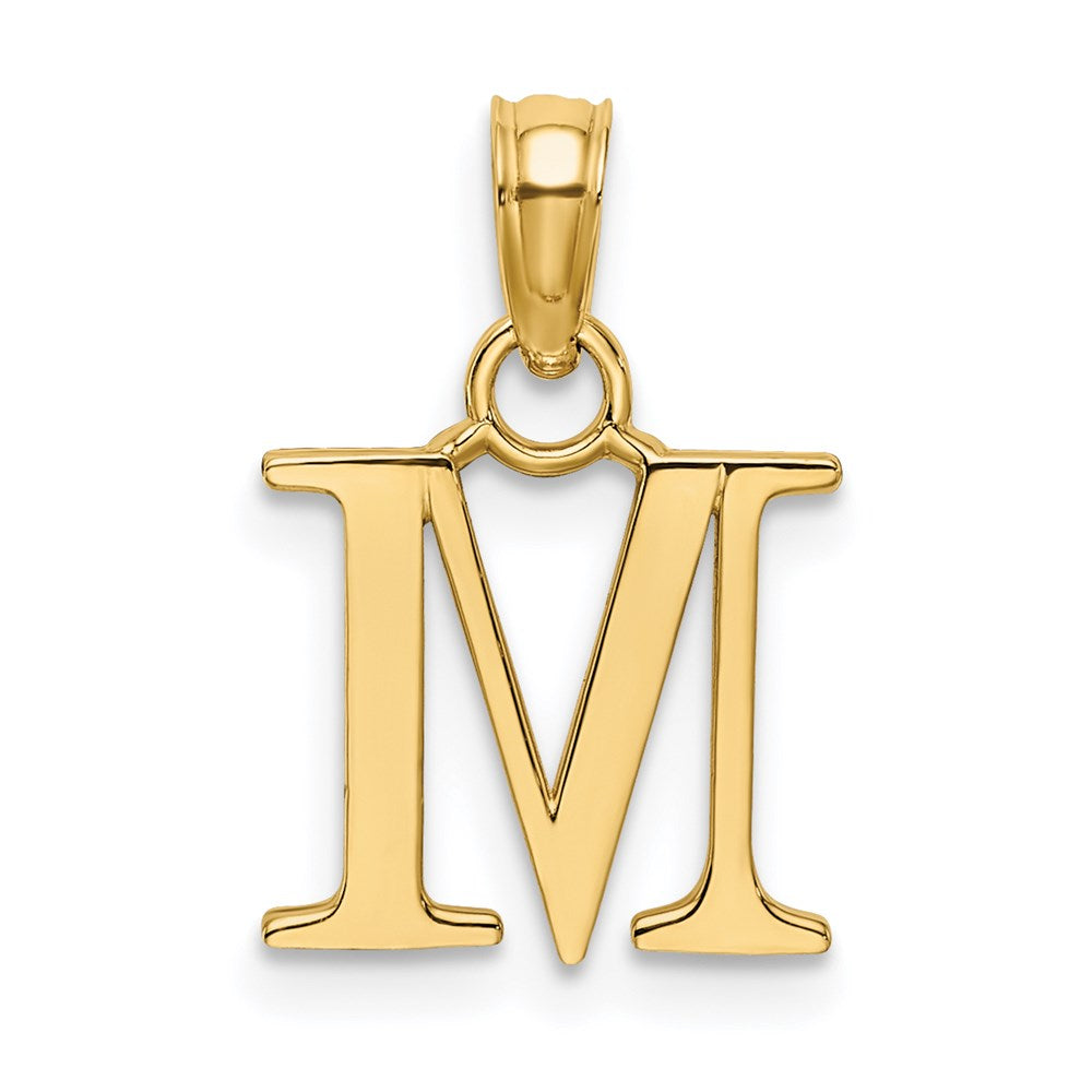 14K Polished Block Letter M Initial Pendant