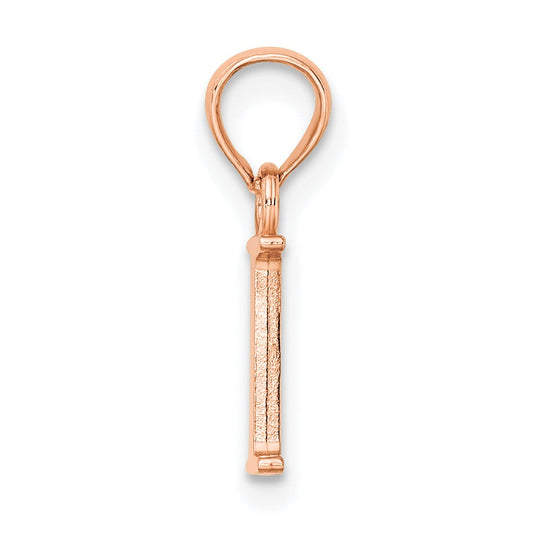 14K Rose Gold Polished Block Letter I Initial Pendant