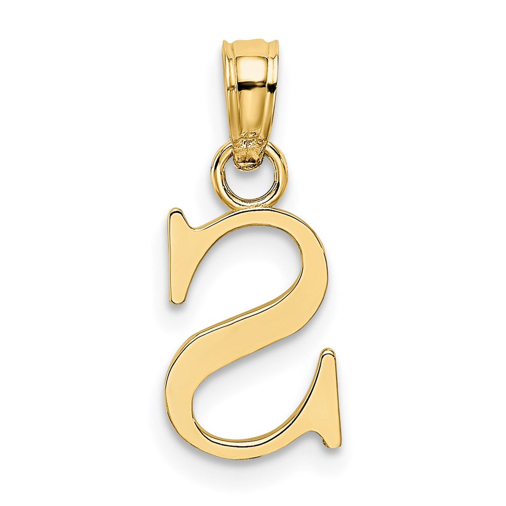 14K Polished Block Letter S Initial Pendant