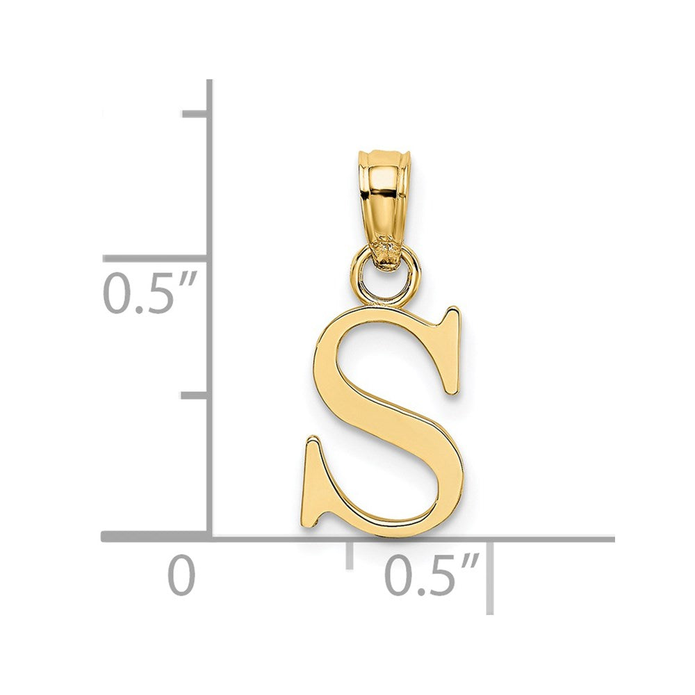 14K Polished Block Letter S Initial Pendant