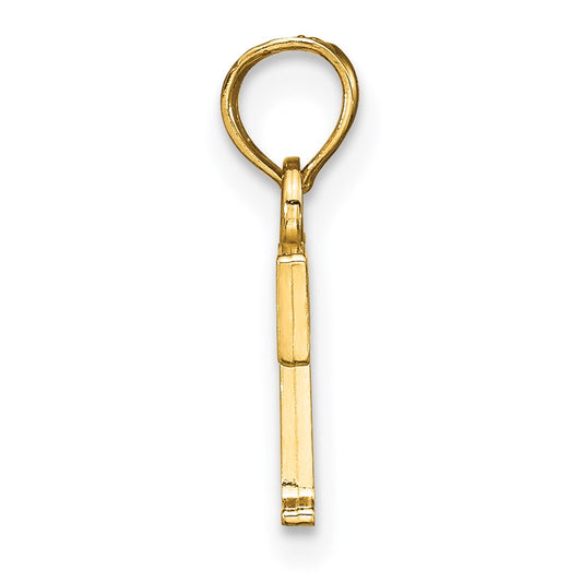 14k Polished Block Letter T Initial Pendant