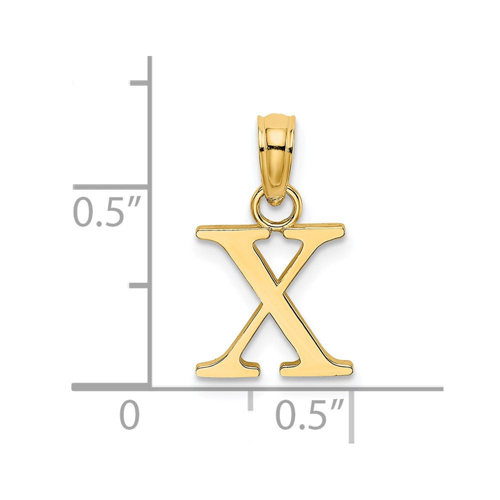 14K Polished Block Letter X Initial Pendant
