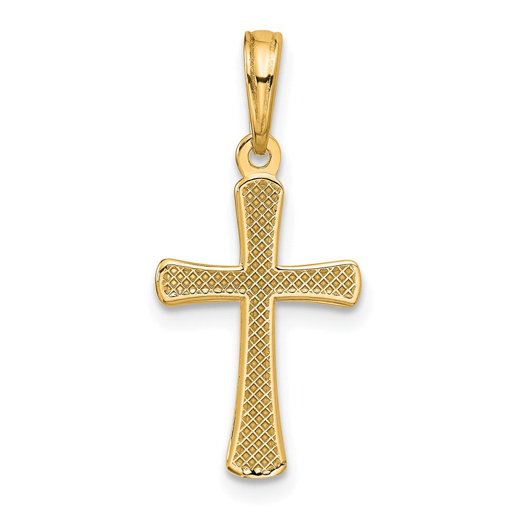 10K Polished Beveled Cross w/ Round Tips Charm