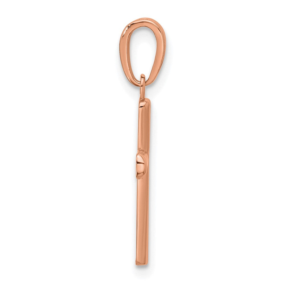 10K Rose Gold Polished Beveled Cross w/ Round Tips Charm