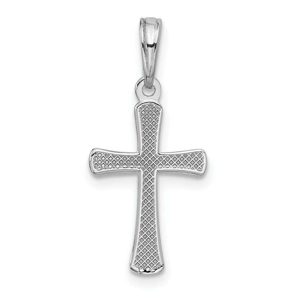 10K White Gold Polished Beveled Cross with Rounded Tips Charm