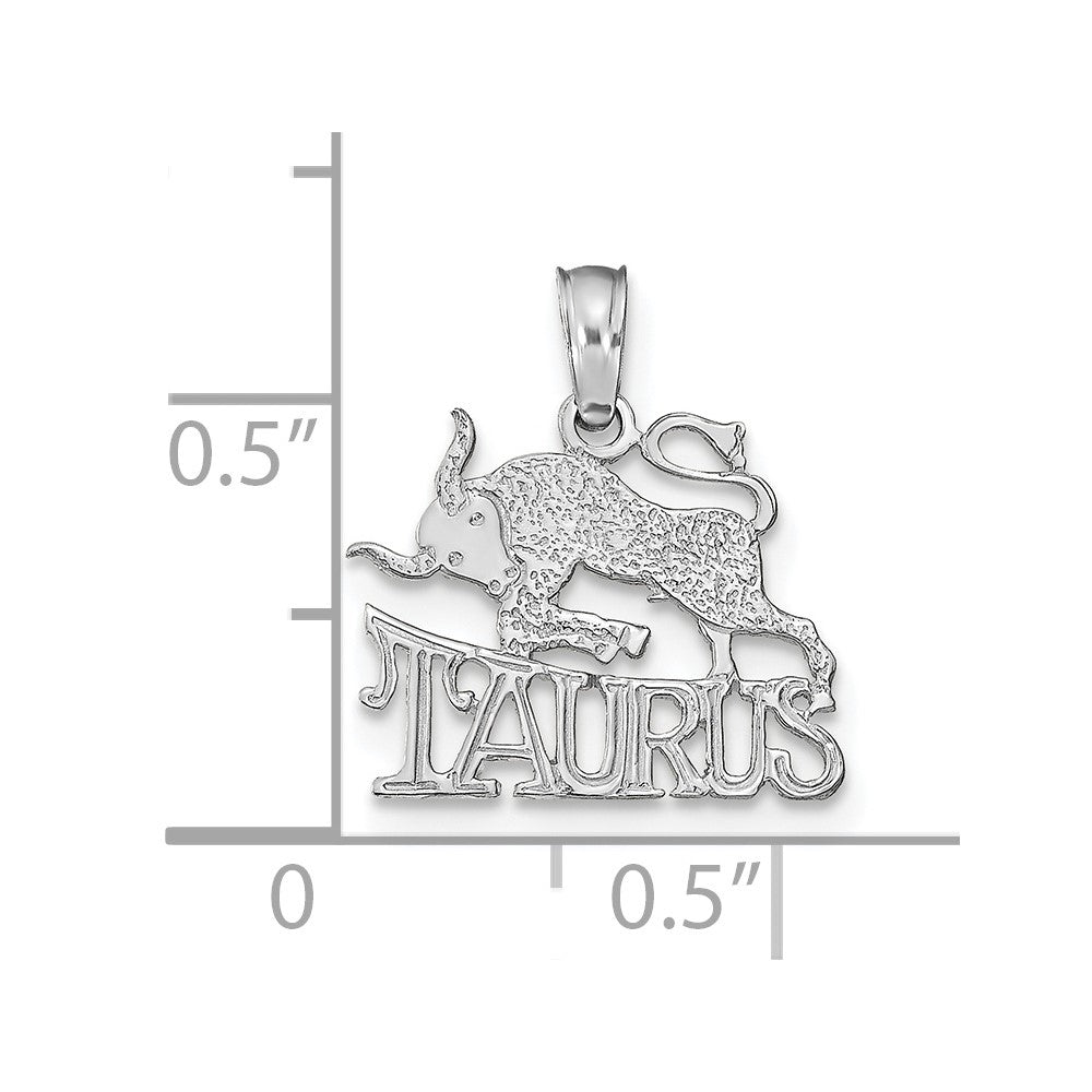 14k White Gold TAURUS Zodiac Charm