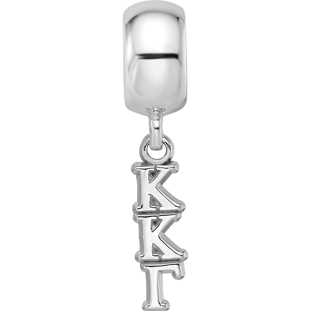 Sterling Silver RH-plate LogoArt Kappa Kappa Gamma Vertical Letter Bead