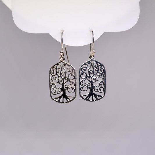 Filigree Tree of Life Drop Dangle Earrings