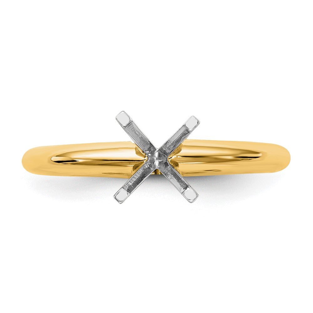 14k Two-Tone 2 carat Heavy-Weight Half-Round 4-Prong Round Solitaire Ring Mounting