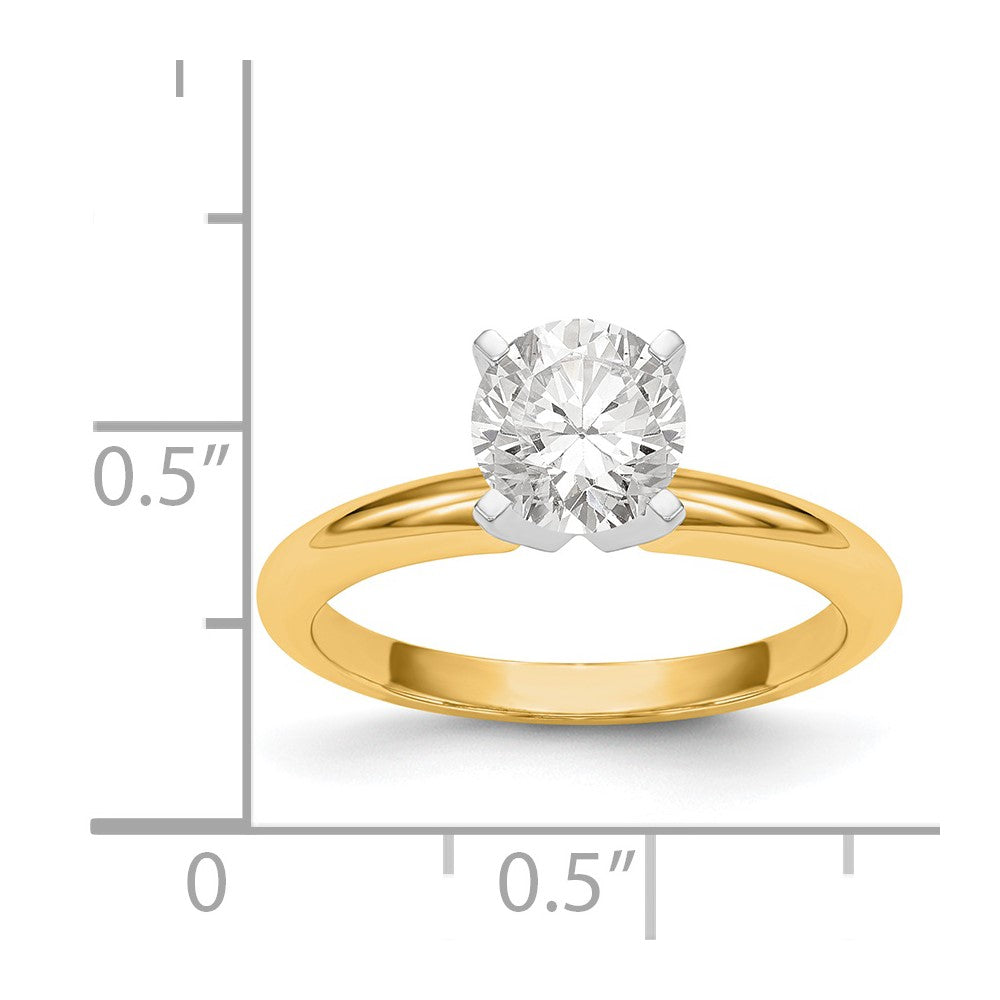 14k Two-Tone 1/2 carat Heavy-Weight Half-Round 4-Prong Round Solitaire Ring Mounting