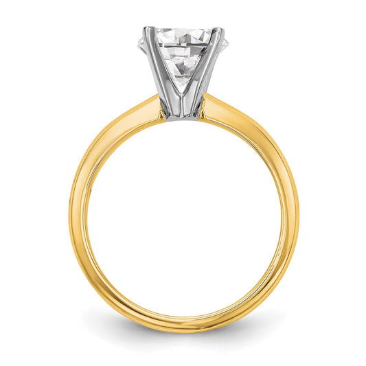 14k Two-Tone 1 carat Lightweight Knife Edge/Half-Round 4-Prong Round Solitaire Ring Mounting
