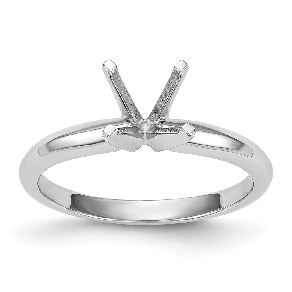 14k White Gold 1 carat Lightweight Knife Edge/Half-Round 4-Prong Round Solitaire Ring Mounting