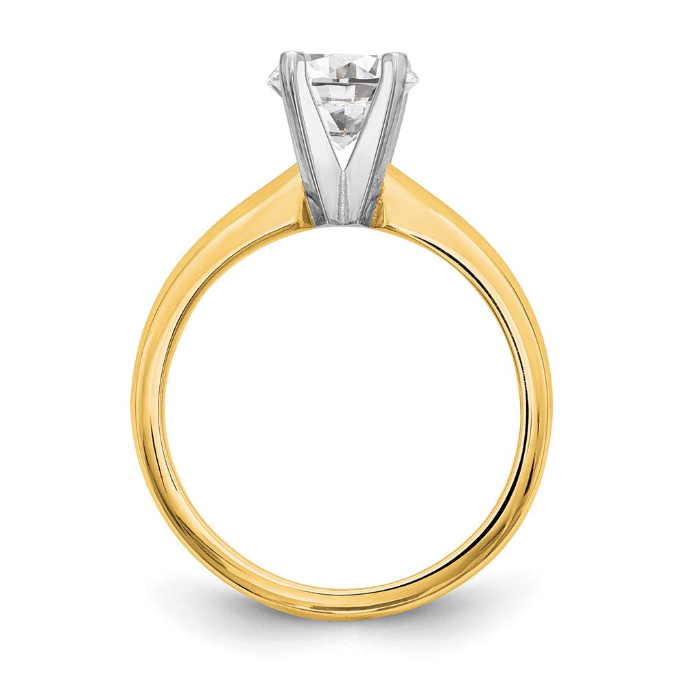14k Two-Tone 1 carat Medium-Weight Knife Edge/Half-Round 4-Prong Round Solitaire Ring Mounting