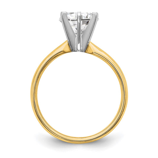 14k Two-Tone 1 carat Lightweight Comfort-Fit 6-Prong Round Solitaire Ring Mounting