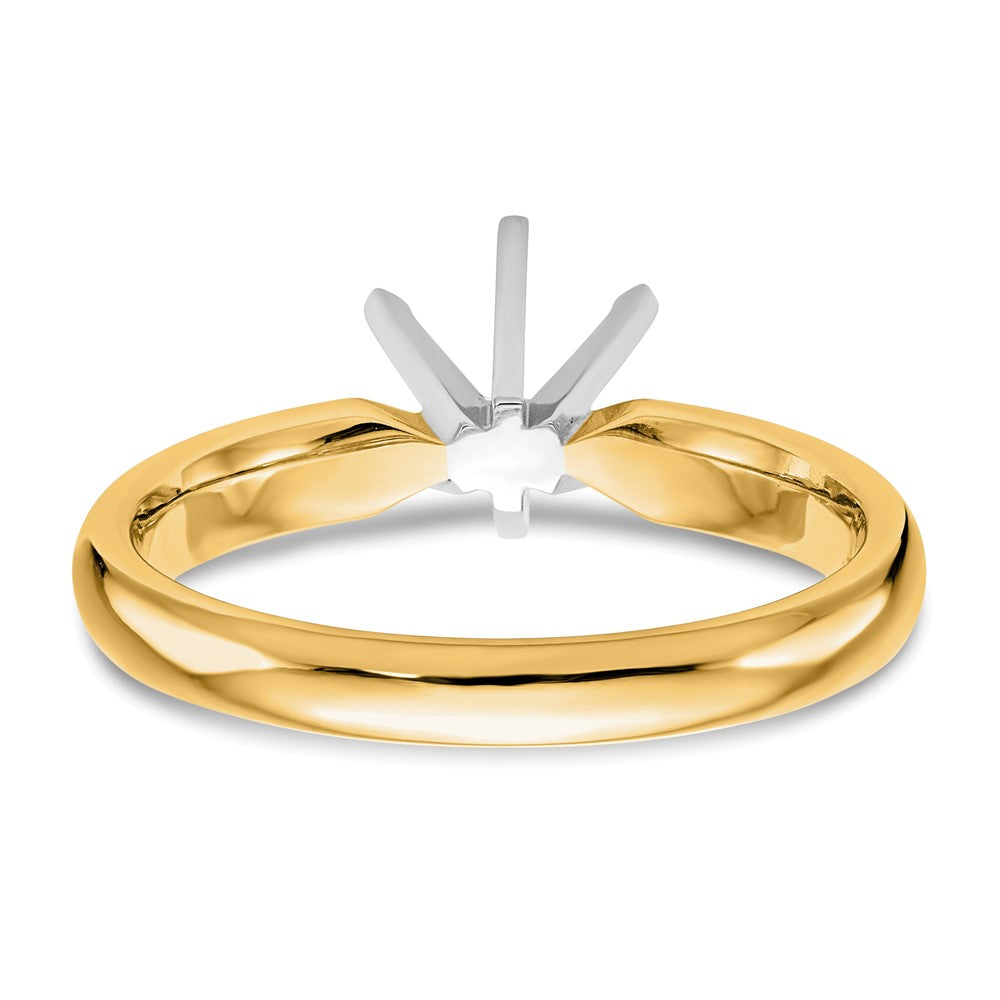 14k Two-Tone 1/8 carat Medium-Weight Low-Shoulder Comfort-Fit 6-Prong Round Solitaire Ring Mounting