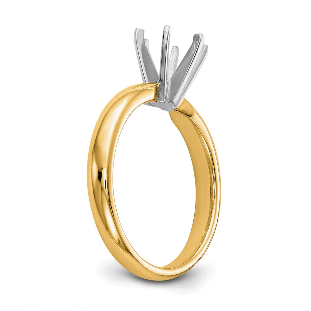 14k Two-Tone 1/8 carat Medium-Weight Low-Shoulder Comfort-Fit 6-Prong Round Solitaire Ring Mounting