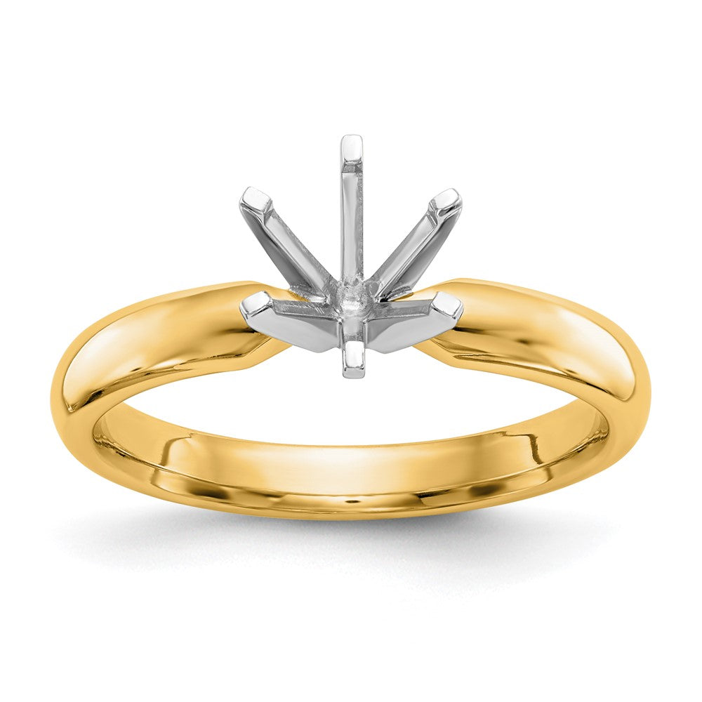 14k Two-Tone 1/8 carat Medium-Weight Low-Shoulder Comfort-Fit 6-Prong Round Solitaire Ring Mounting