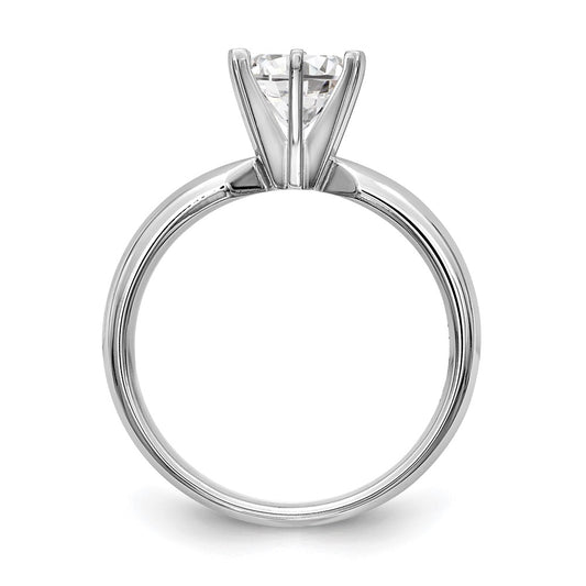 14k White Gold 1/8 carat Medium-Weight Low-Shoulder Comfort-Fit 6-Prong Round Solitaire Ring Mounting