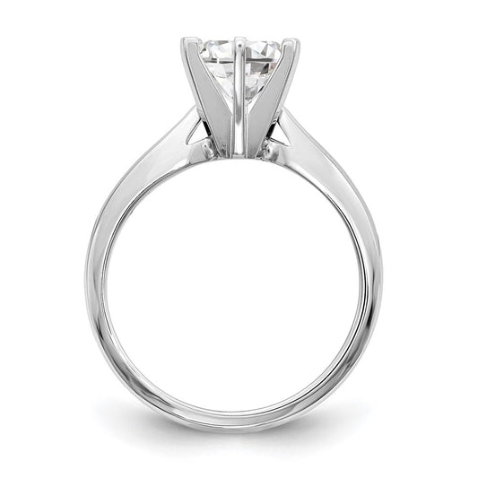 14k White Gold 3/4 carat Medium-Weight High Shoulder Airline Half-Round 6-Prong Round Solitaire Ring Mounting