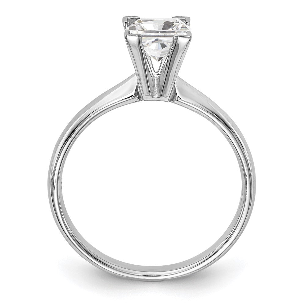 14k White Gold 4mm Medium-Weight Comfort-Fit V-End Princess Solitaire Ring Mounting