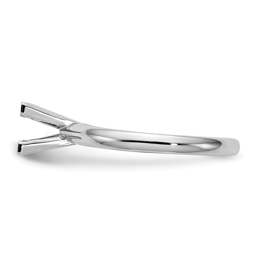 14k White Gold 4mm Medium-Weight Comfort-Fit V-End Princess Solitaire Ring Mounting
