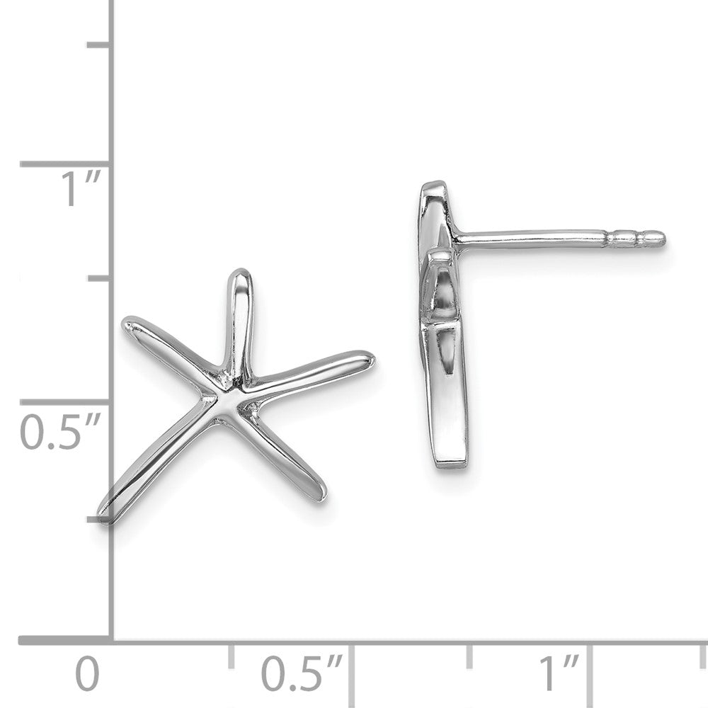 Sterling Silver Rhodium-plated Polished Starfish Post Earring