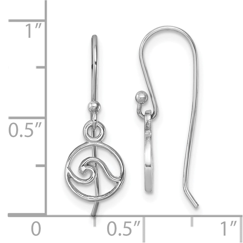 Sterling Silver Rhodium-plated Polished Wave Dangle Earring