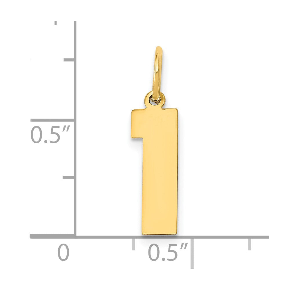 14k Medium Polished Number 1 Charm