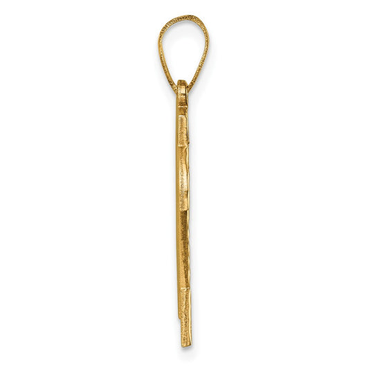 14k Large Brushed Diamond-cut Number 24 Charm