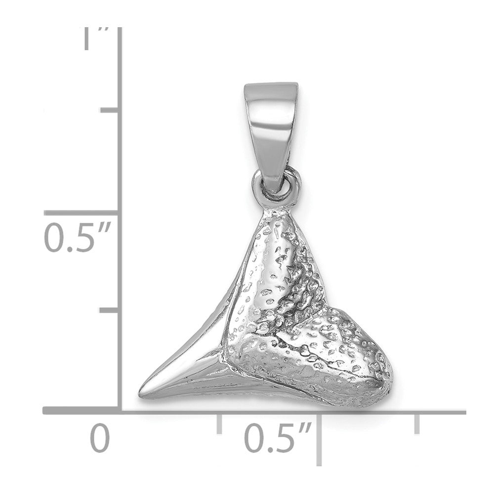 Sterling Silver Rhodium-plated Polished Shark Tooth Pendant