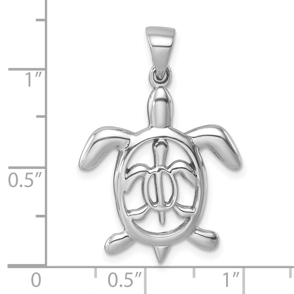 Sterling Silver Rhodium-plated Cut Out Mother and Baby Turtle Pendant