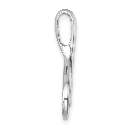 Sterling Silver Rhodium-plated Polished Enameled Whale's Tail Pendant