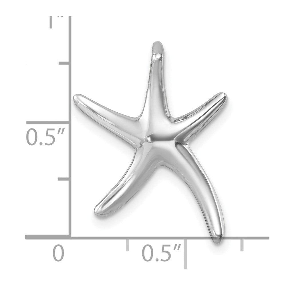 Sterling Silver Rhodium-plated Polished Sea Star Chain Slide