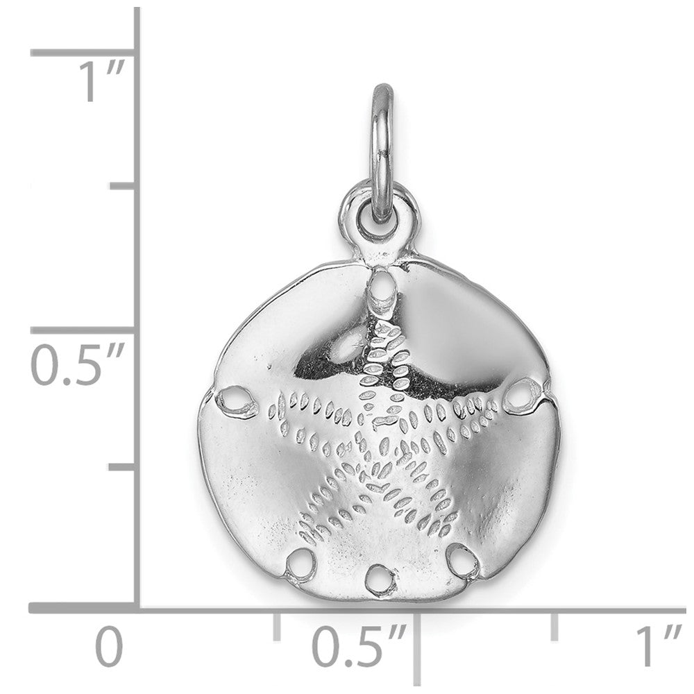 Sterling Silver Rhodium-plated Polished Sand Dollar Pendant