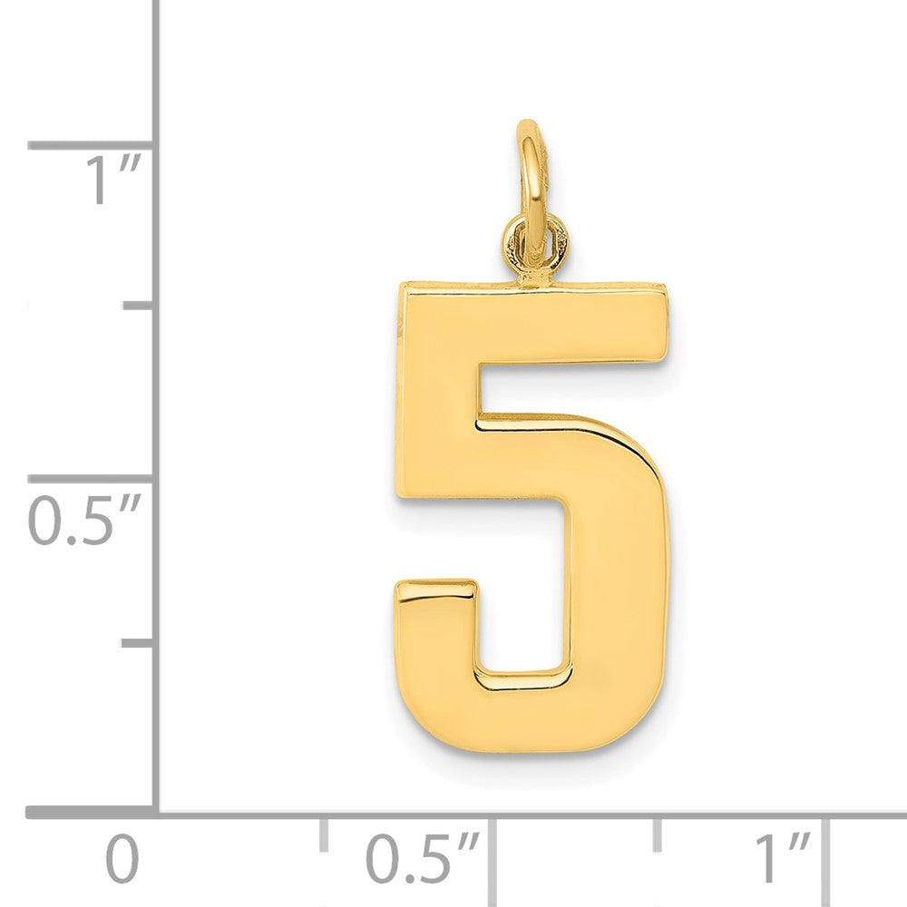 14k Large Polished Number 5 Charm