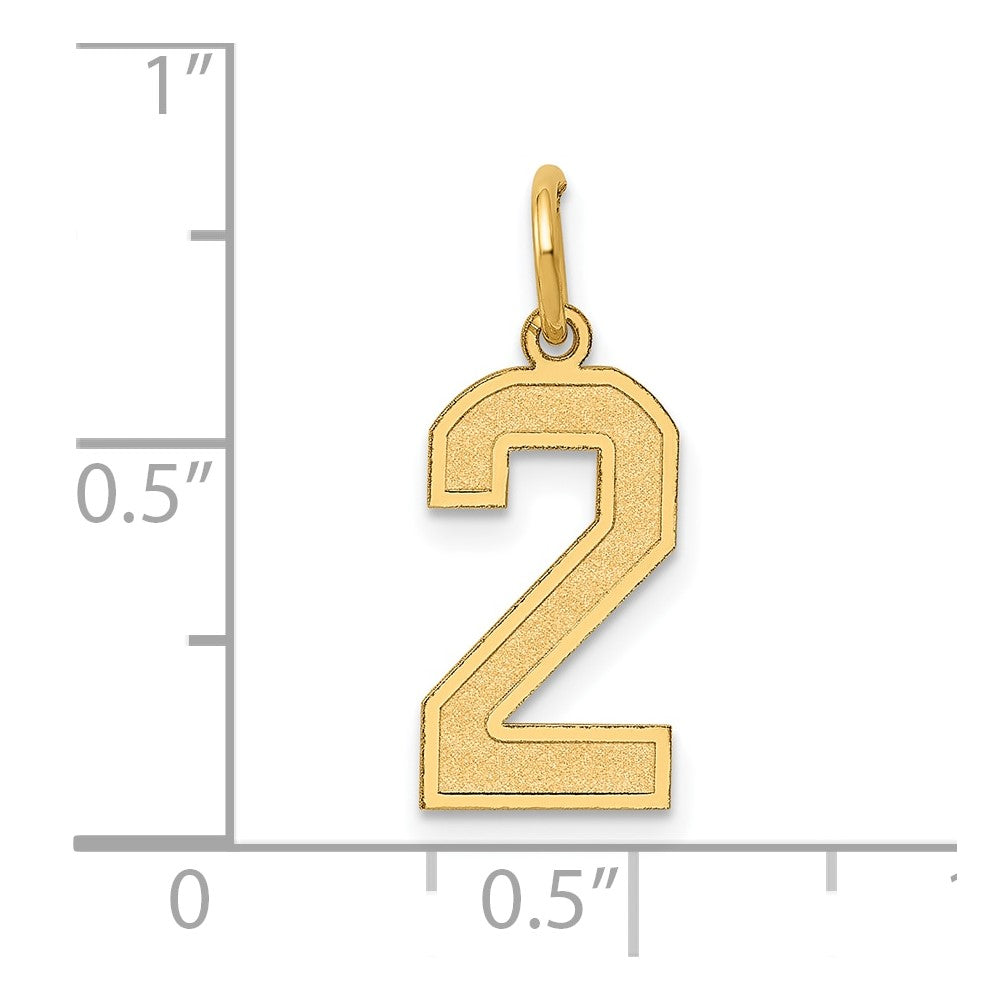 14k Medium Satin Number 2 Charm