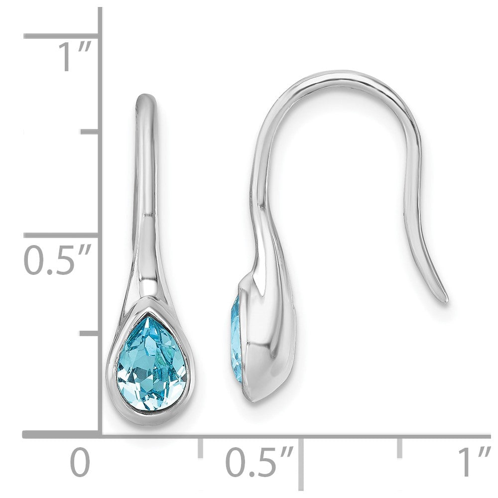 Sterling Silver Rhodium-Plated Polished Crystal Tear Drop Wire Earrings