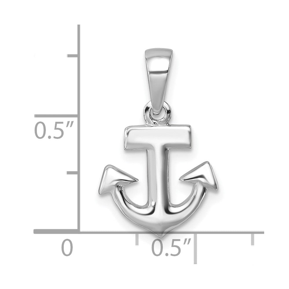Sterling Silver Rhodium-Plated Polished Anchor Pendant